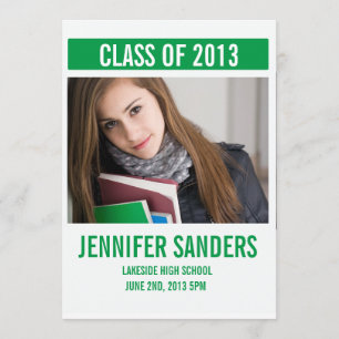 Modern Green Photo Graduation Card