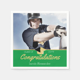 Modern Green Photo graduation class of 2022 Napkin