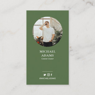 Modern Green Photo Social Media Business Cards