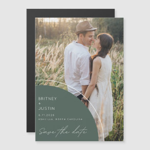 Modern Green Photo Wedding Save the Date