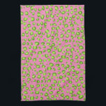 Modern Green Pink Leopard Pattern Animal Print Tea Towel<br><div class="desc">Decorate your kitchen with this cool towel. Makes a great housewarming,  birthday  or wedding gift! 
You can customise it and add text too.
Check my shop for lots more colours and patterns!</div>