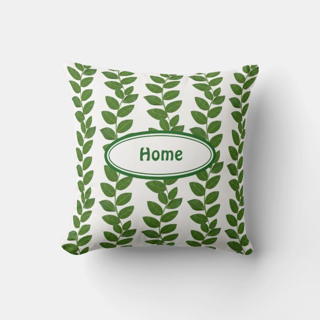 Modern Green Plant Leaves Cushion (Front)