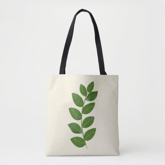 Modern Green Plant Leaves Tote Bag (Front)