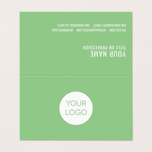 Modern Green Professional Business Cards With Logo (Outside Unfolded)