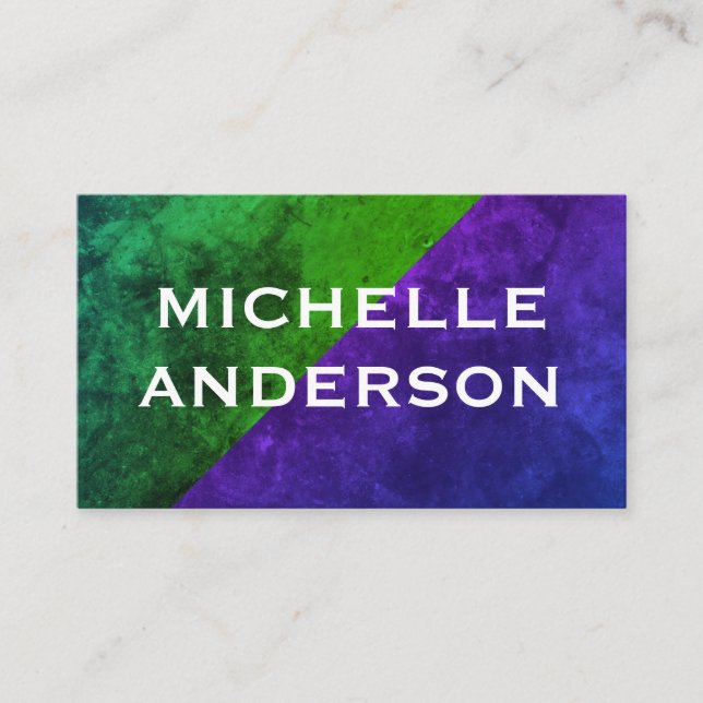 Modern Green Purple Colour Blocks Business Card (Front)
