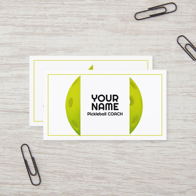 Modern Green realistic pickleball  Business Card (Front/Back In Situ)