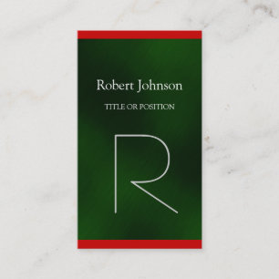 Modern Green Red Monogram Business Card