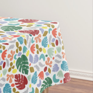 Modern Green Red Orange Organic Shapes design 1a Tablecloth