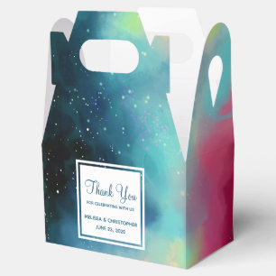 Modern Green & Red Space Nebula Watercolor Favour Box