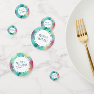 Modern Green & Red Space Watercolor Wedding Confetti