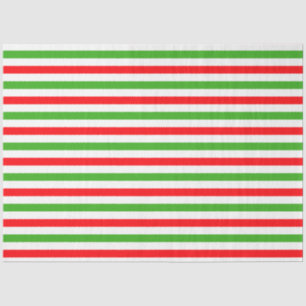 Modern Green Red White Stripes Christmas Tissue Paper
