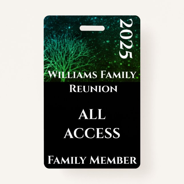 Modern Green Rustic Family Reunion Gift Badge ID Badge (Front)