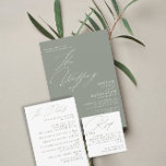 Modern Green Sage White Wedding  Invitation<br><div class="desc">Simple modern wedding invitation in green sage and white. The unique hand-written calligraphy gives it a chic look. If you need help,  additional colours or pieces please contact me (Maria) using the contact button below.</div>