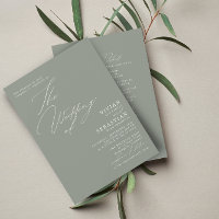 Modern Green Sage White Wedding RSVP QR Code
