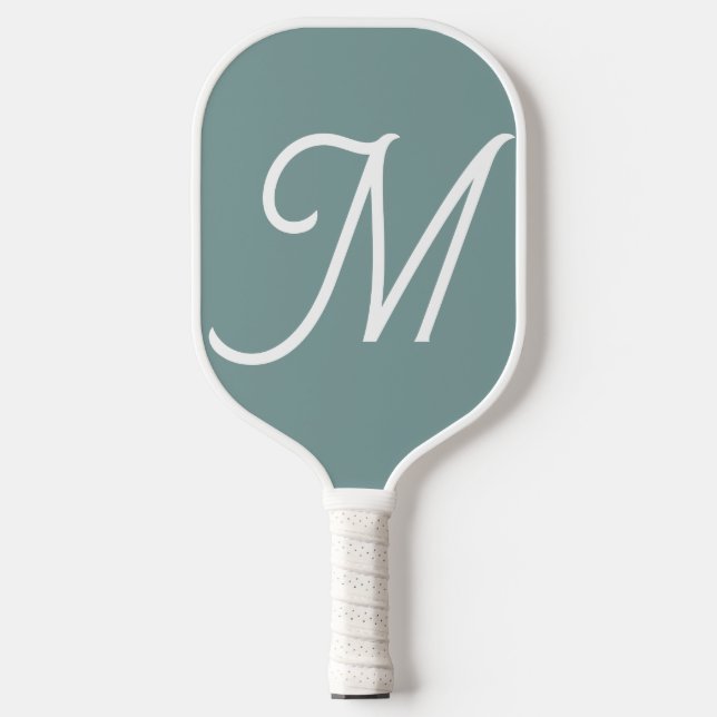 Modern Green Script Monogram  Pickleball Paddle (Front)