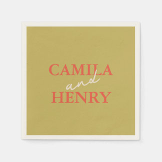 Modern Green Script Wedding Napkins