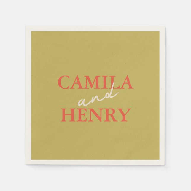 Modern Green Script Wedding Napkins (Front)