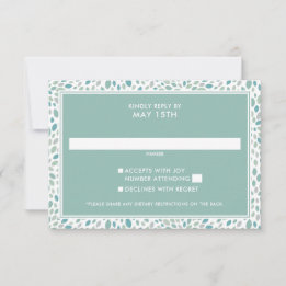 Modern Green Seaside Abstract Floral Wedding RSVP Card