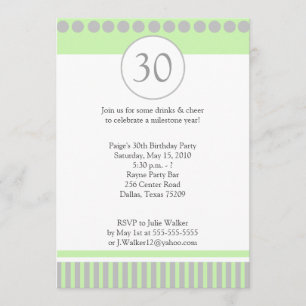 Modern Green & Silver 5x7 Birthday Invitation