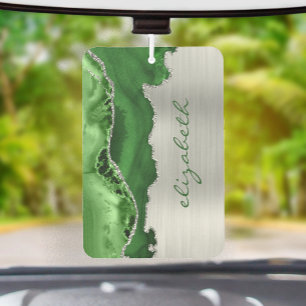 Modern Green Silver Agate Metallic Car Air Freshener