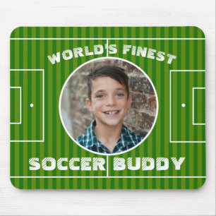 Modern Green Soccer Sports Field Custom Photo Mouse Mat