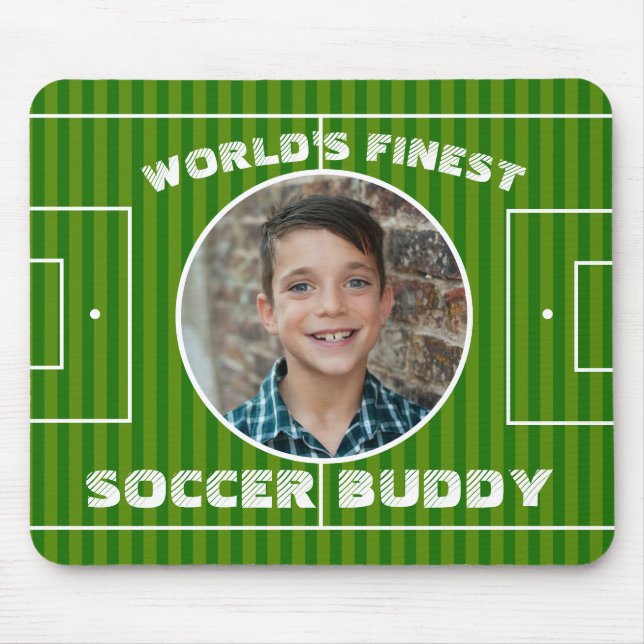 Modern Green Soccer Sports Field Custom Photo Mouse Mat (Front)
