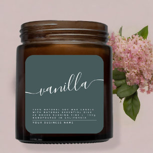 Modern green soy candle label