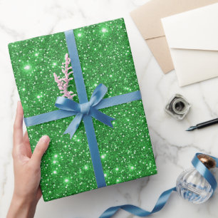 Modern Green Sparkling Glittery Party Wrapping Paper
