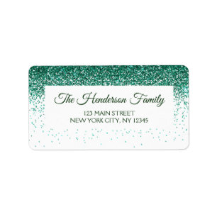Modern Green Sparkly Glitter Elegant Christmas Label