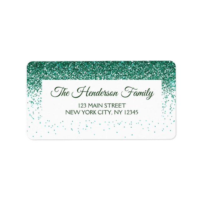 Modern Green Sparkly Glitter Elegant Christmas Label (Front)