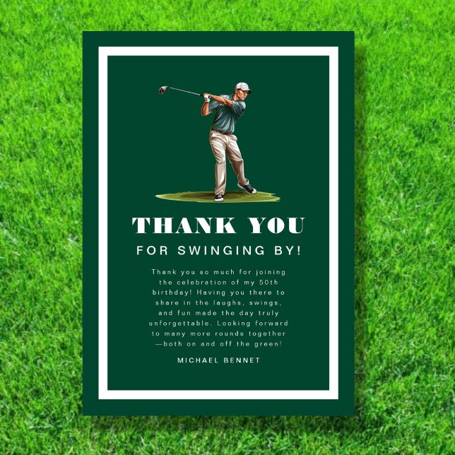 Modern Green Sports Golf Birthday  Thank You Card (Creator Uploaded)