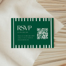 Modern Green Striped Graduation Party QR Code