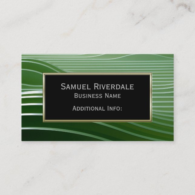 Modern Green Stripes Business Card 2 (Front)