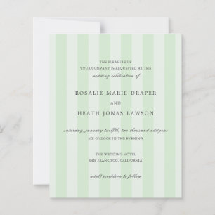 Modern Green Stripes Elegant Budget Wedding Invite