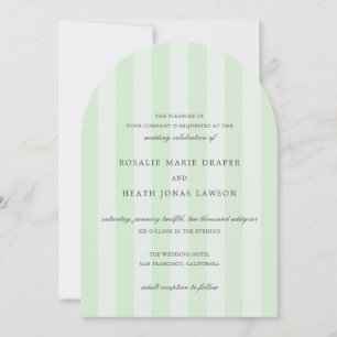 Modern Green Stripes Elegant Wedding Invitation