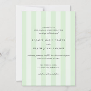 Modern Green Stripes Elegant Wedding Magnetic Invitation