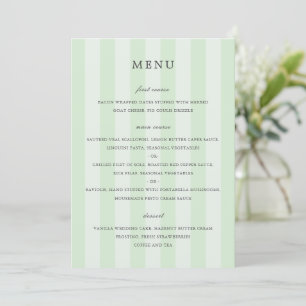 Modern Green Stripes Elegant Wedding Menu
