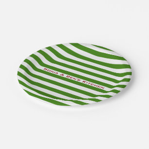 Modern Green Stripes on any Colour with Custom Tex Paper Plate