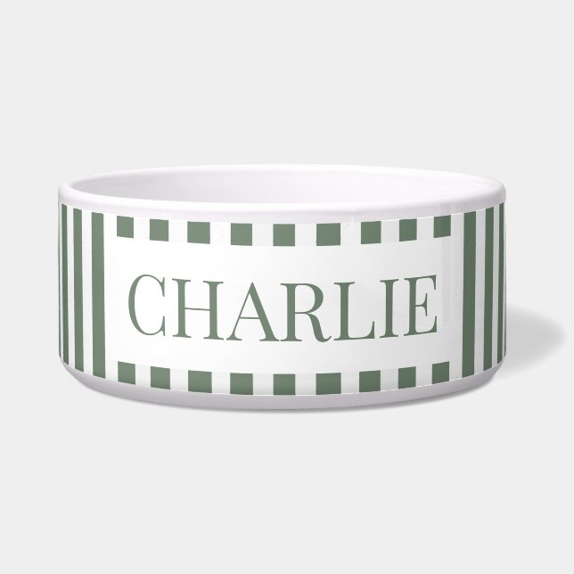 Modern Green Stripes Pattern Personalised Dog Pet (Front)