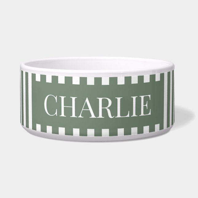 Modern Green Stripes Pattern Personalized Dog Pet (Front)