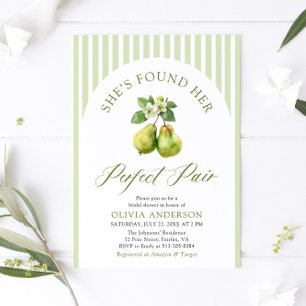 Modern Green Stripes Perfect Pair Bridal Shower Invitation
