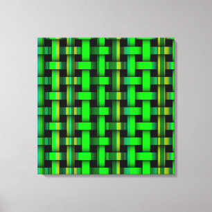 Modern Green Stripes Weave Pattern Canvas Art