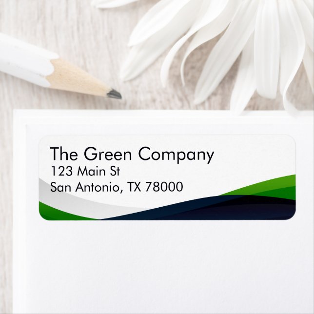 Modern Green Swirl Business Return Address (Insitu)