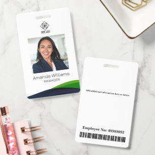 Modern Green Swirl Employee ID Badge