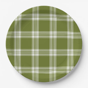Modern Green Tartan Plaid Paper Plate