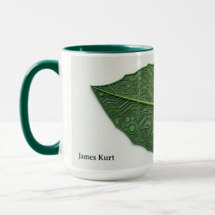 Modern Green Tech Leaf Personalised Mug