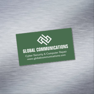 Modern Green Technology Computer Software Company Magnetic Business Card