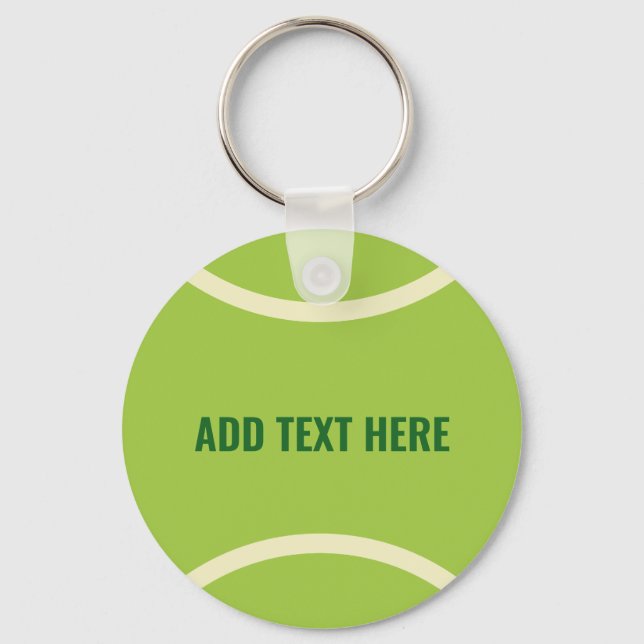 Modern Green Tennis Ball Party Key Ring (Front)
