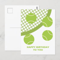 Modern Green Tennis Ball Racket Happy Birthday