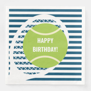 Modern Green Tennis Ball Striped Birthday Napkin